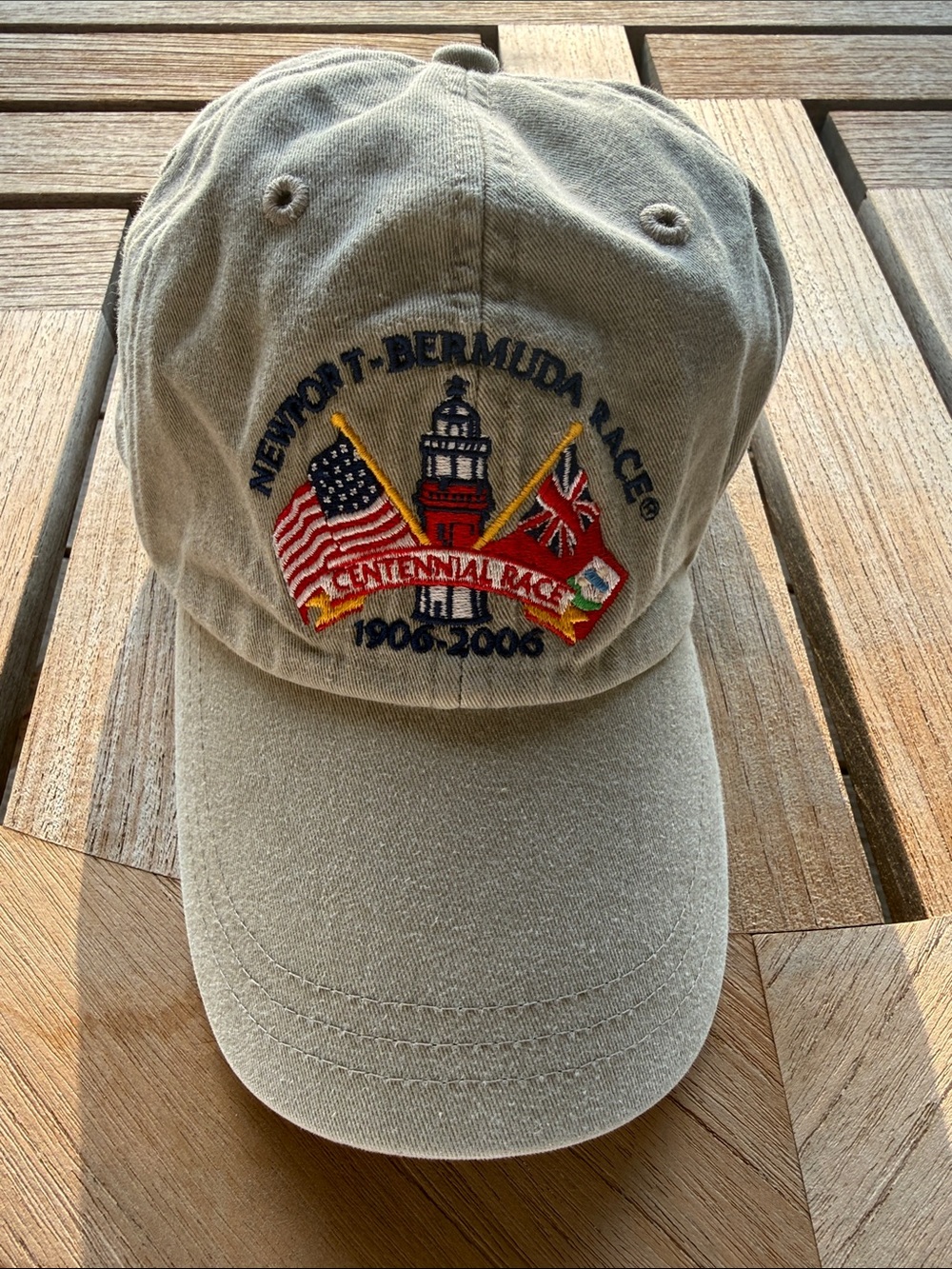 Adams Khaki Baseball Cap with Multicolor Newport-Bermuda Race Embroidery